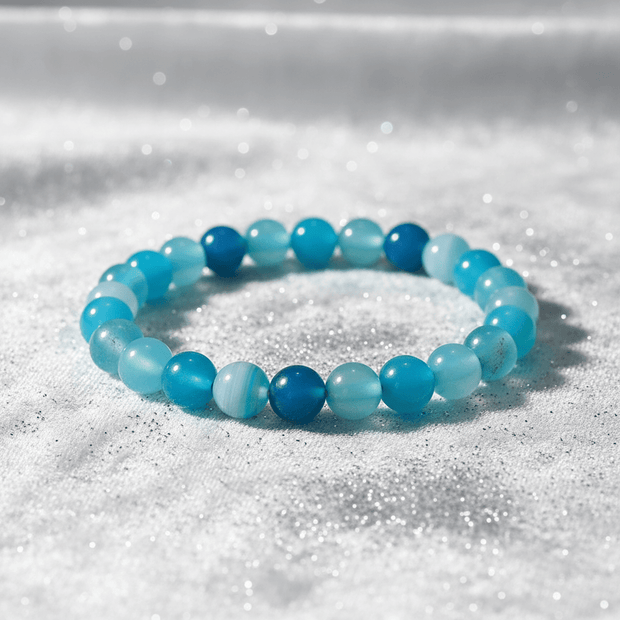 Natural 8mm Blue Agate Crystal Stone Bracelet - DP Online