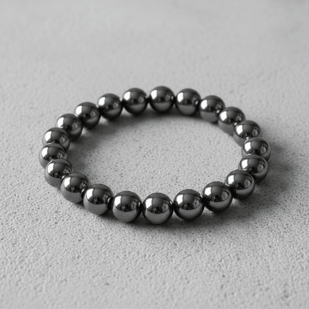 Natural 8mm Haematite Crystal Stone Stretch Bracelet - DP Online
