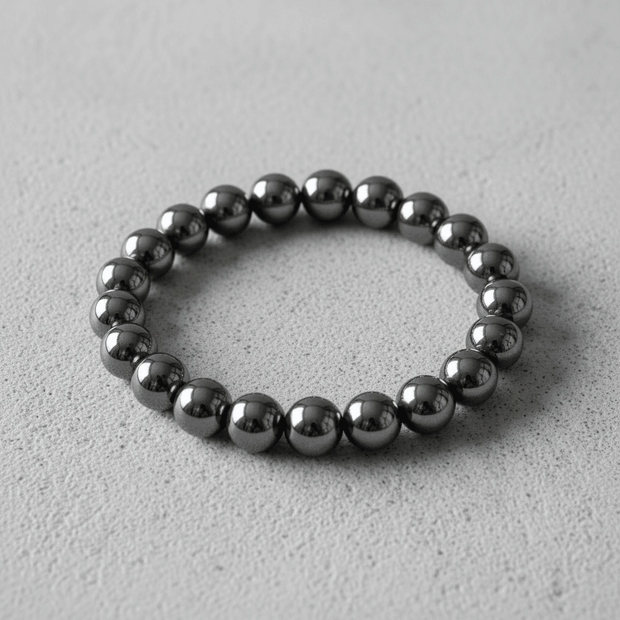Natural 8mm Haematite Crystal Stone Stretch Bracelet - DP Online