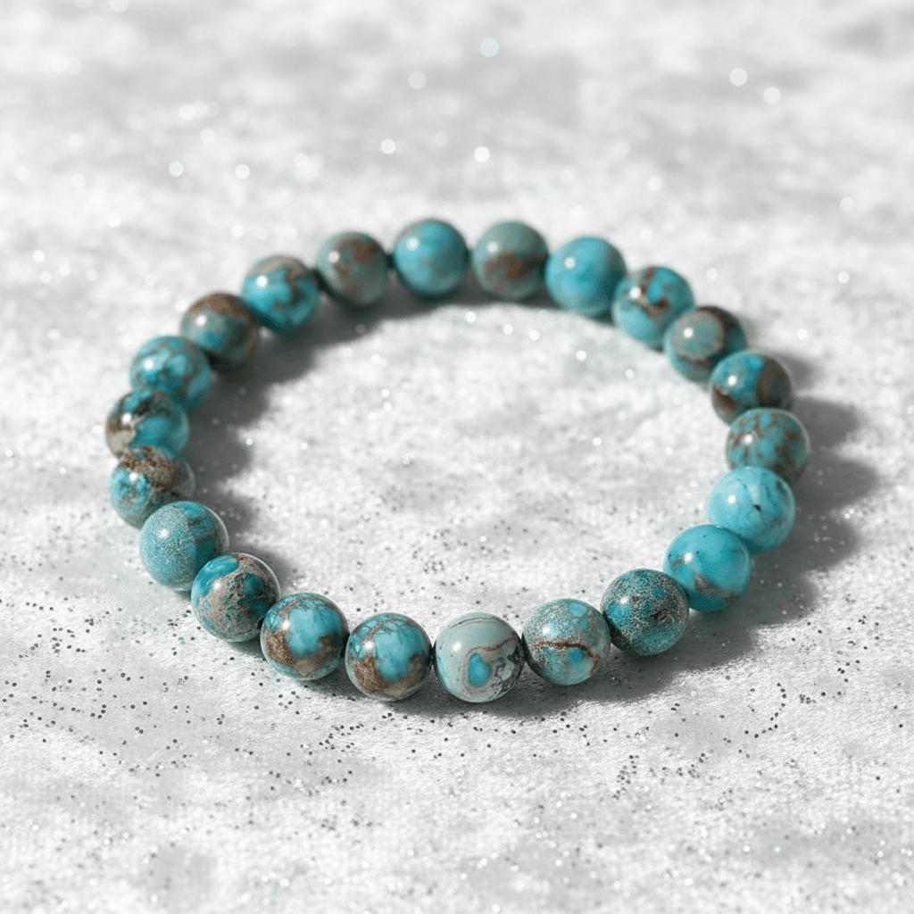Natural 8mm Lake Blue Emperor Crystal Stone Bracelet - DP Online