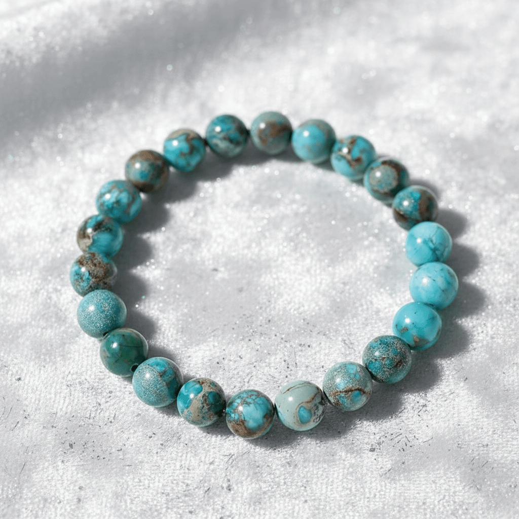 Natural 8mm Lake Blue Emperor Crystal Stone Bracelet - DP Online
