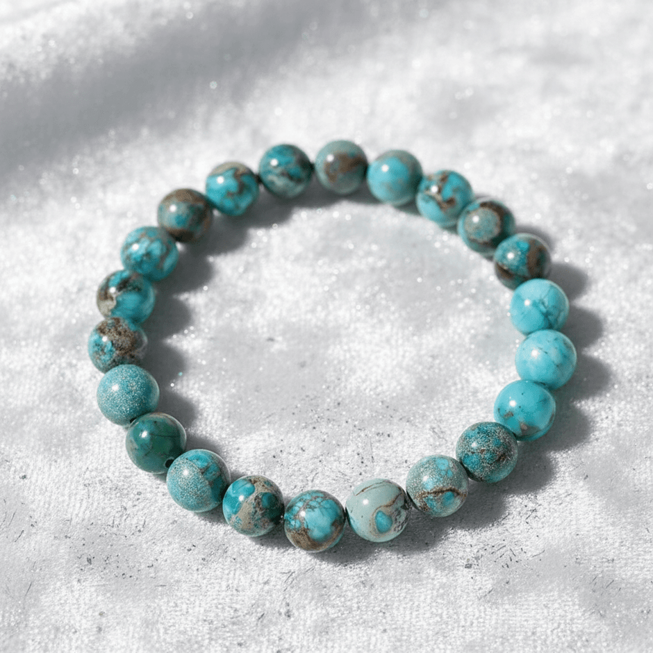Natural 8mm Lake Blue Emperor Crystal Stone Bracelet - DP Online