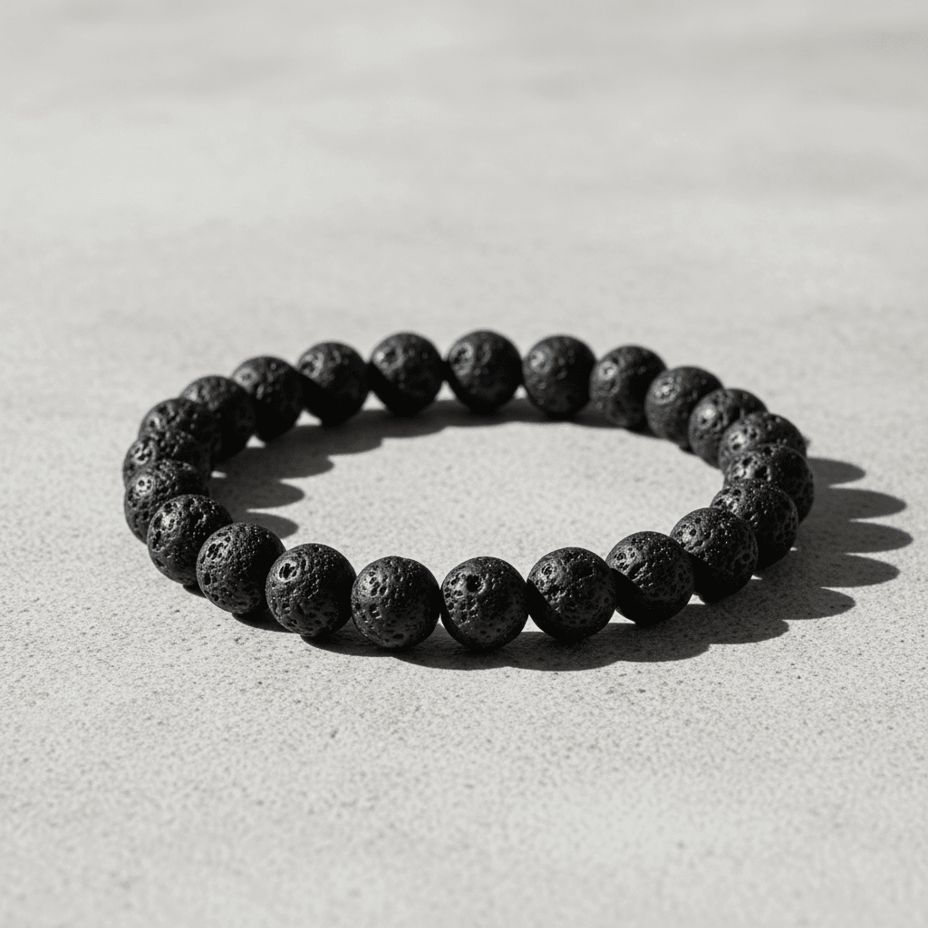 Natural 8mm Lava Stone Crystal Stretch Bracelet - DP Online
