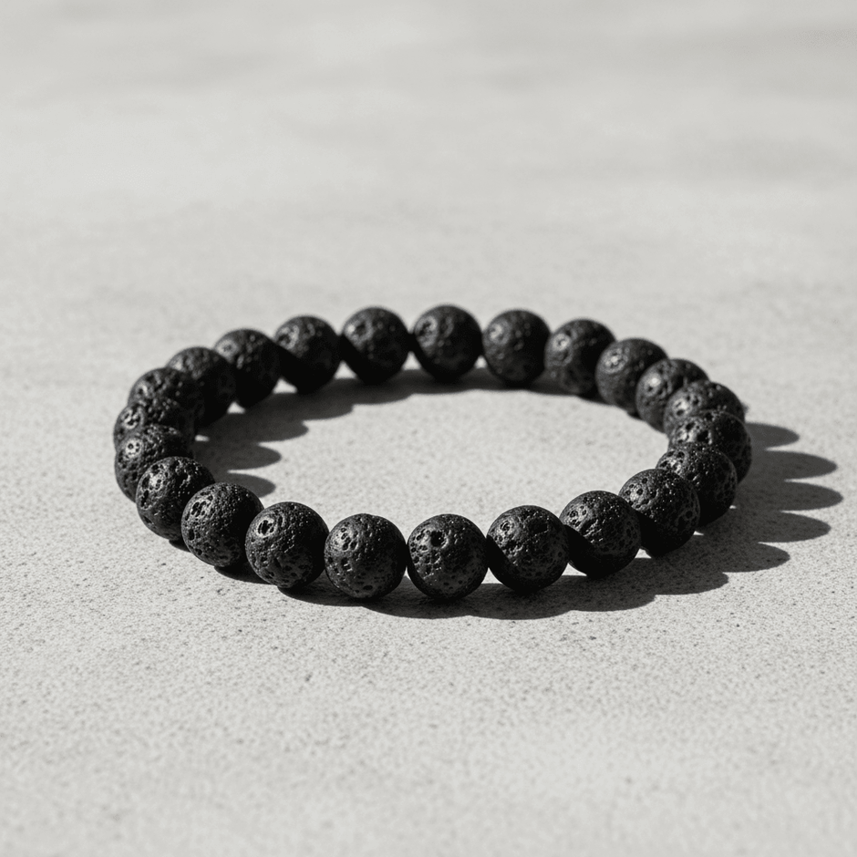 Natural 8mm Lava Stone Crystal Stretch Bracelet - DP Online