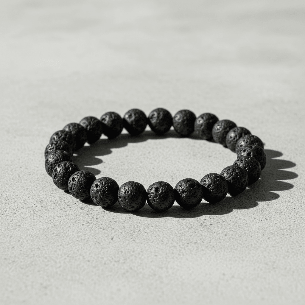 Natural 8mm Lava Stone Crystal Stretch Bracelet - DP Online
