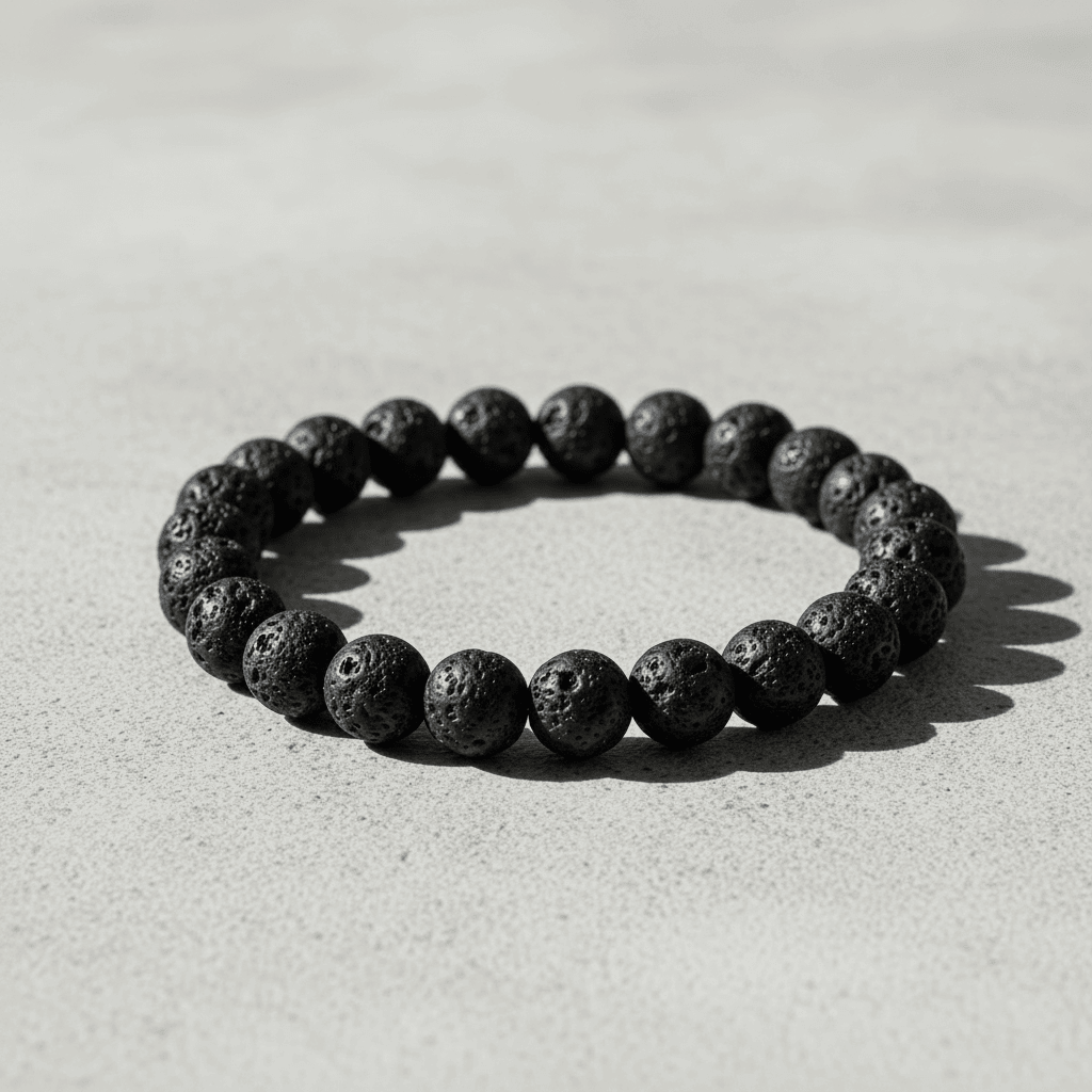 Natural 8mm Lava Stone Crystal Stretch Bracelet - DP Online