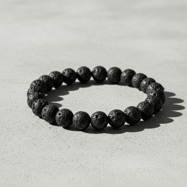 Natural 8mm Lava Stone Crystal Stretch Bracelet - DP Online