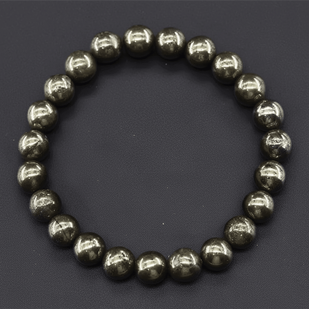 Natural 8mm Pyrite Crystal Stone Bracelet - DP Online