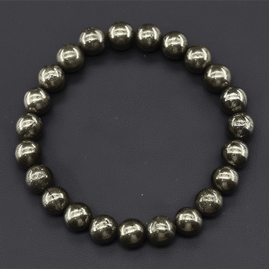 Natural 8mm Pyrite Crystal Stone Bracelet - DP Online