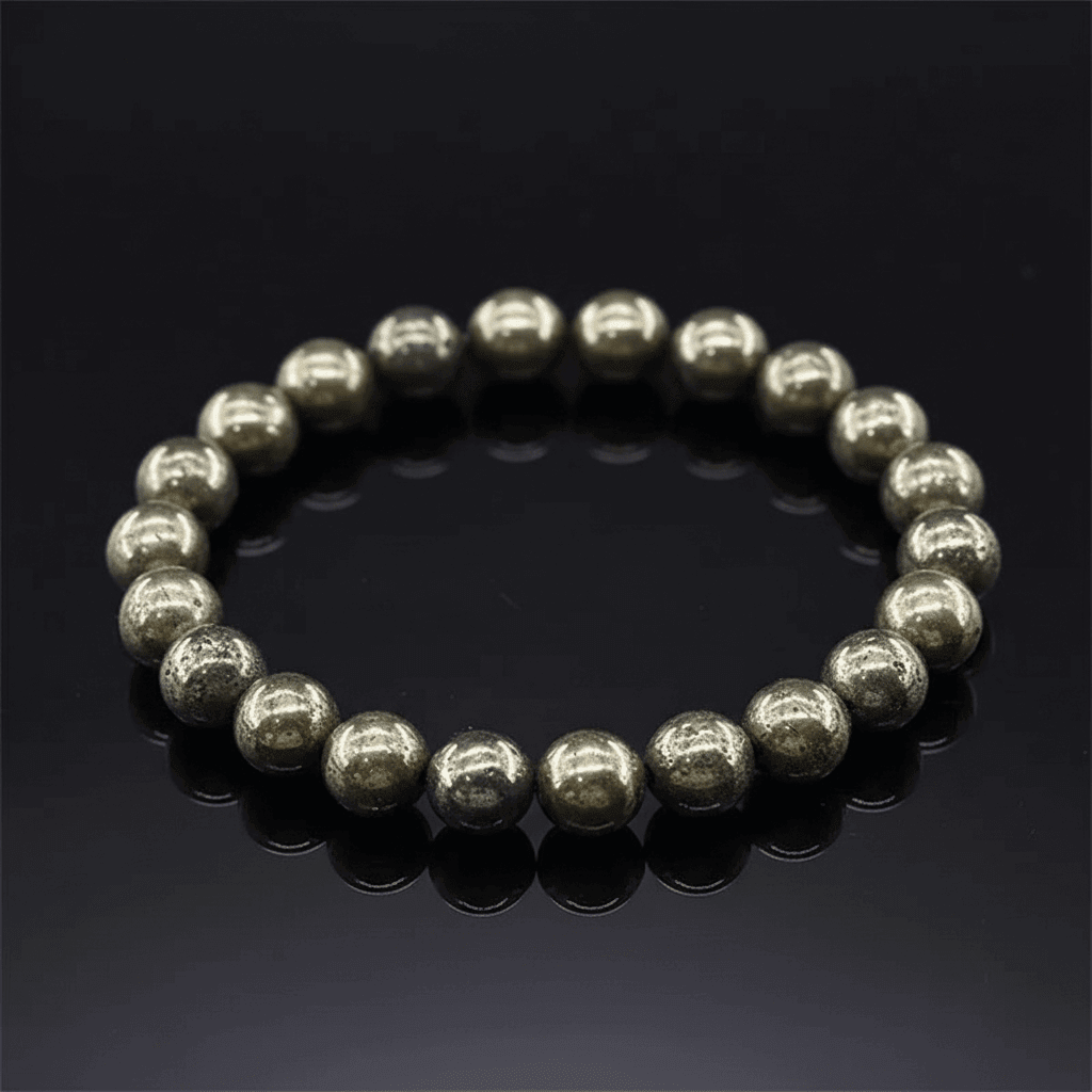 Natural 8mm Pyrite Crystal Stone Bracelet - DP Online