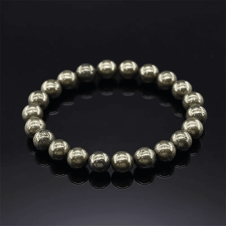Natural 8mm Pyrite Crystal Stone Bracelet - DP Online