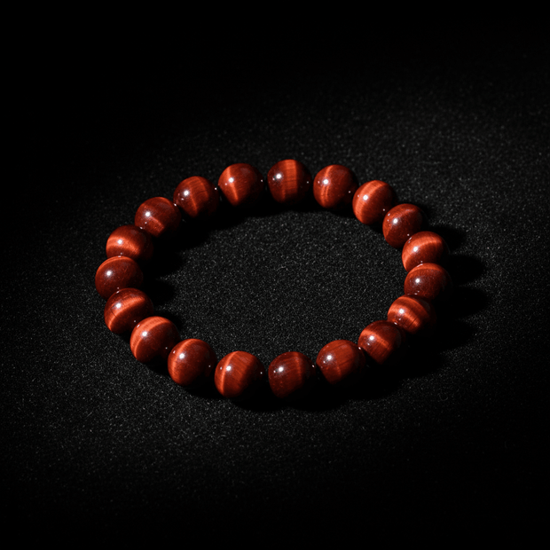 Natural 8mm Red Tiger's Eye Crystal Stone Stretch Bracelet - DP Online