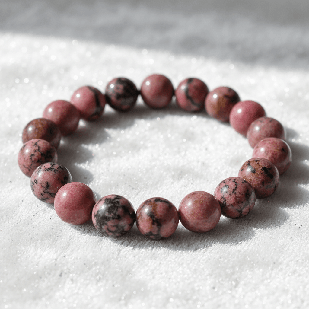 Natural 8mm Rhodonite Crystal Stone Bracelet - DP Online