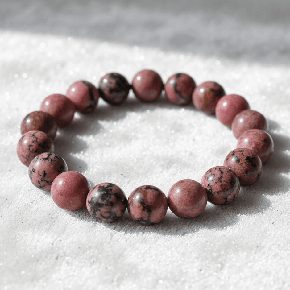 Natural 8mm Rhodonite Crystal Stone Bracelet - DP Online