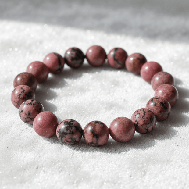 Natural 8mm Rhodonite Crystal Stone Bracelet - DP Online
