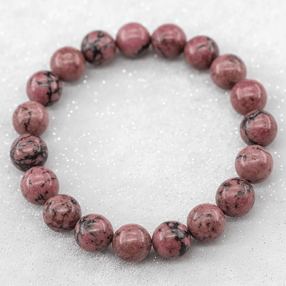 Natural 8mm Rhodonite Crystal Stone Bracelet - DP Online