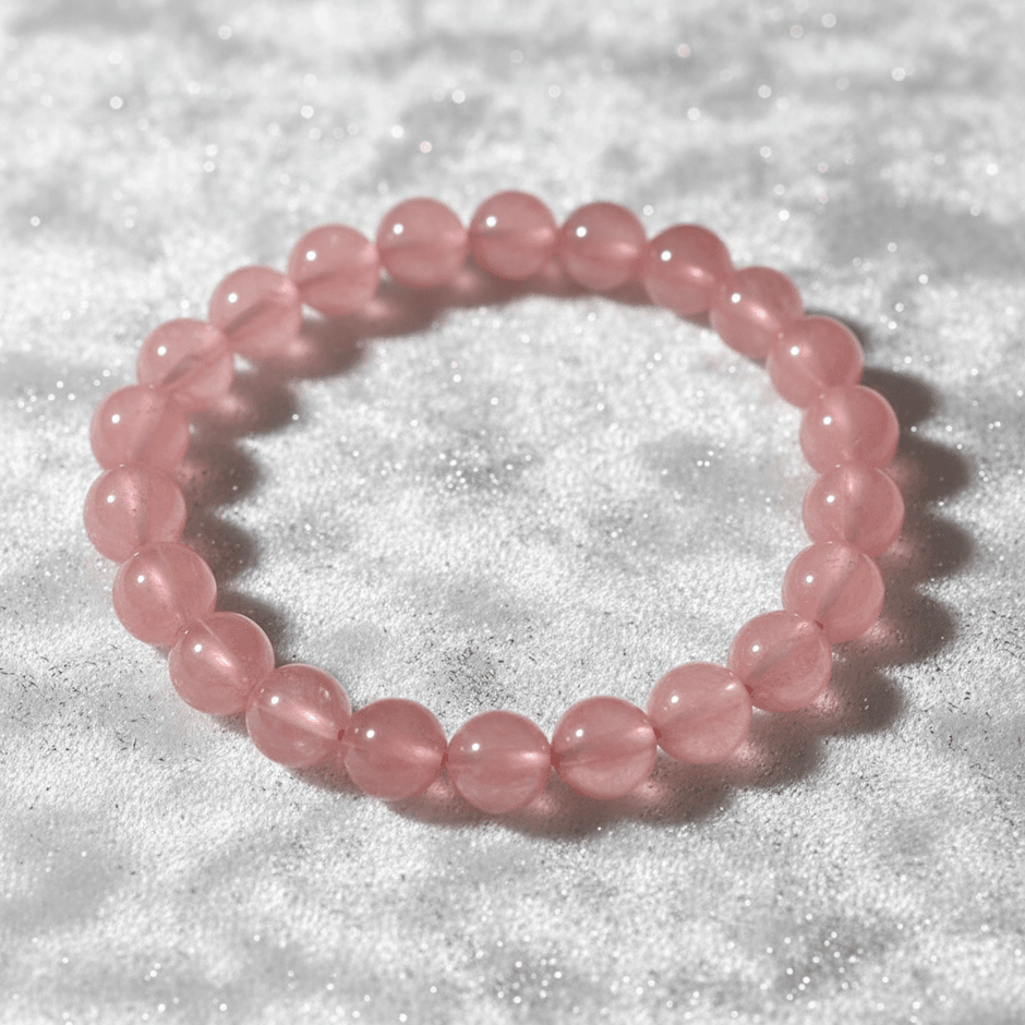 Natural 8mm Strawberry Quartz Crystal Stone Bracelet - DP Online