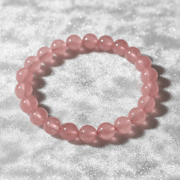 Natural 8mm Strawberry Quartz Crystal Stone Bracelet - DP Online