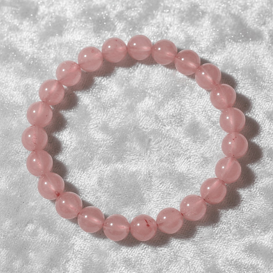 Natural 8mm Strawberry Quartz Crystal Stone Bracelet - DP Online