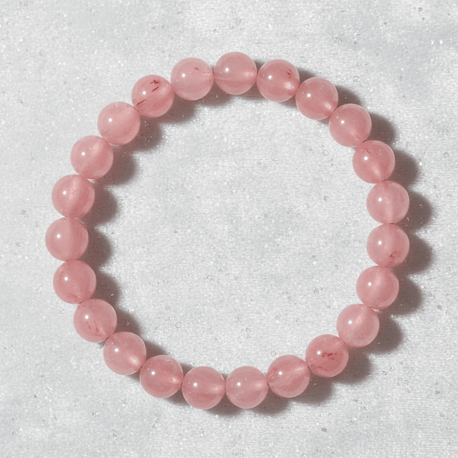 Natural 8mm Strawberry Quartz Crystal Stone Bracelet - DP Online