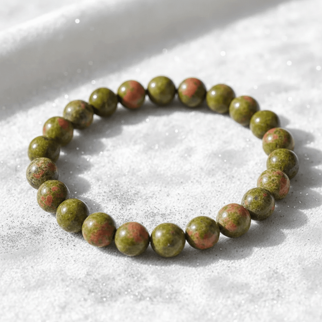 Natural 8mm Unakite Crystal Stone Bracelet - DP Online
