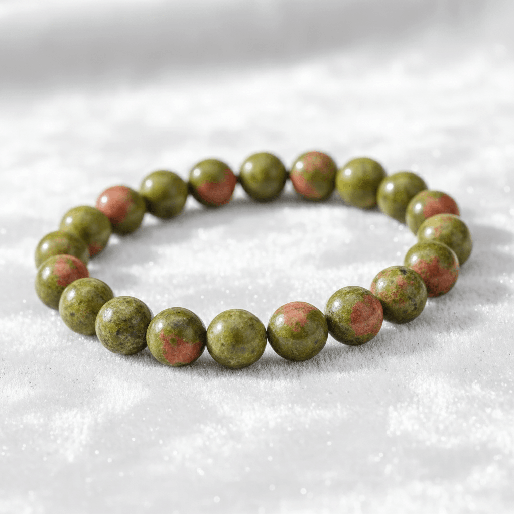 Natural 8mm Unakite Crystal Stone Bracelet - DP Online