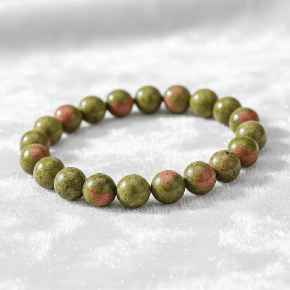 Natural 8mm Unakite Crystal Stone Bracelet - DP Online