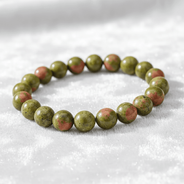 Natural 8mm Unakite Crystal Stone Bracelet - DP Online
