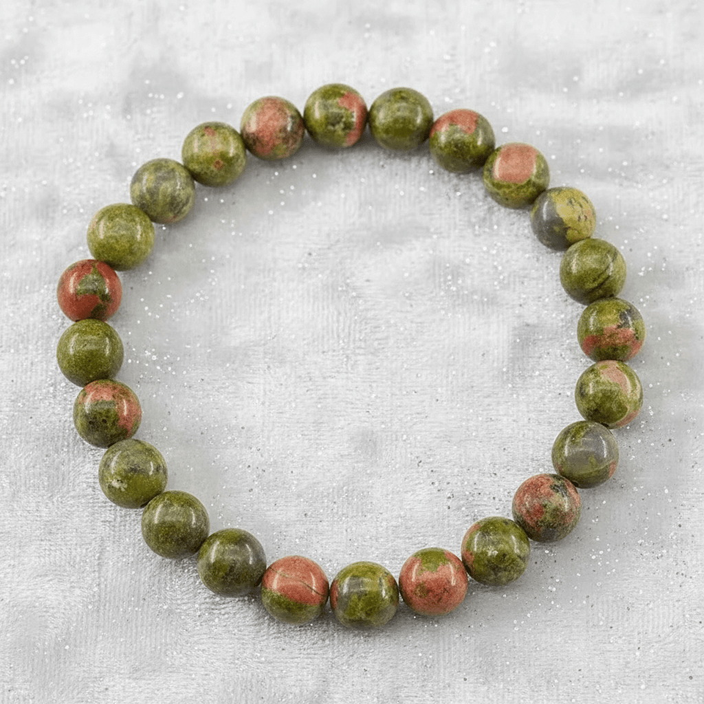 Natural 8mm Unakite Crystal Stone Bracelet - DP Online