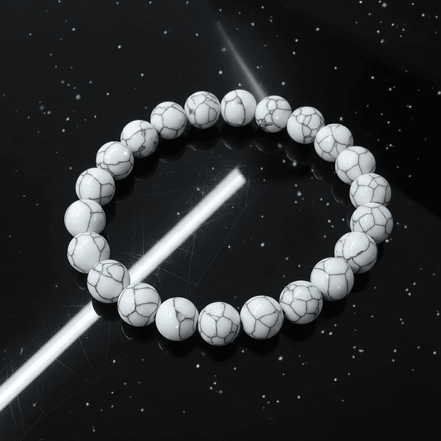 Natural 8mm White Howlite Crystal Stone Bracelet - DP Online