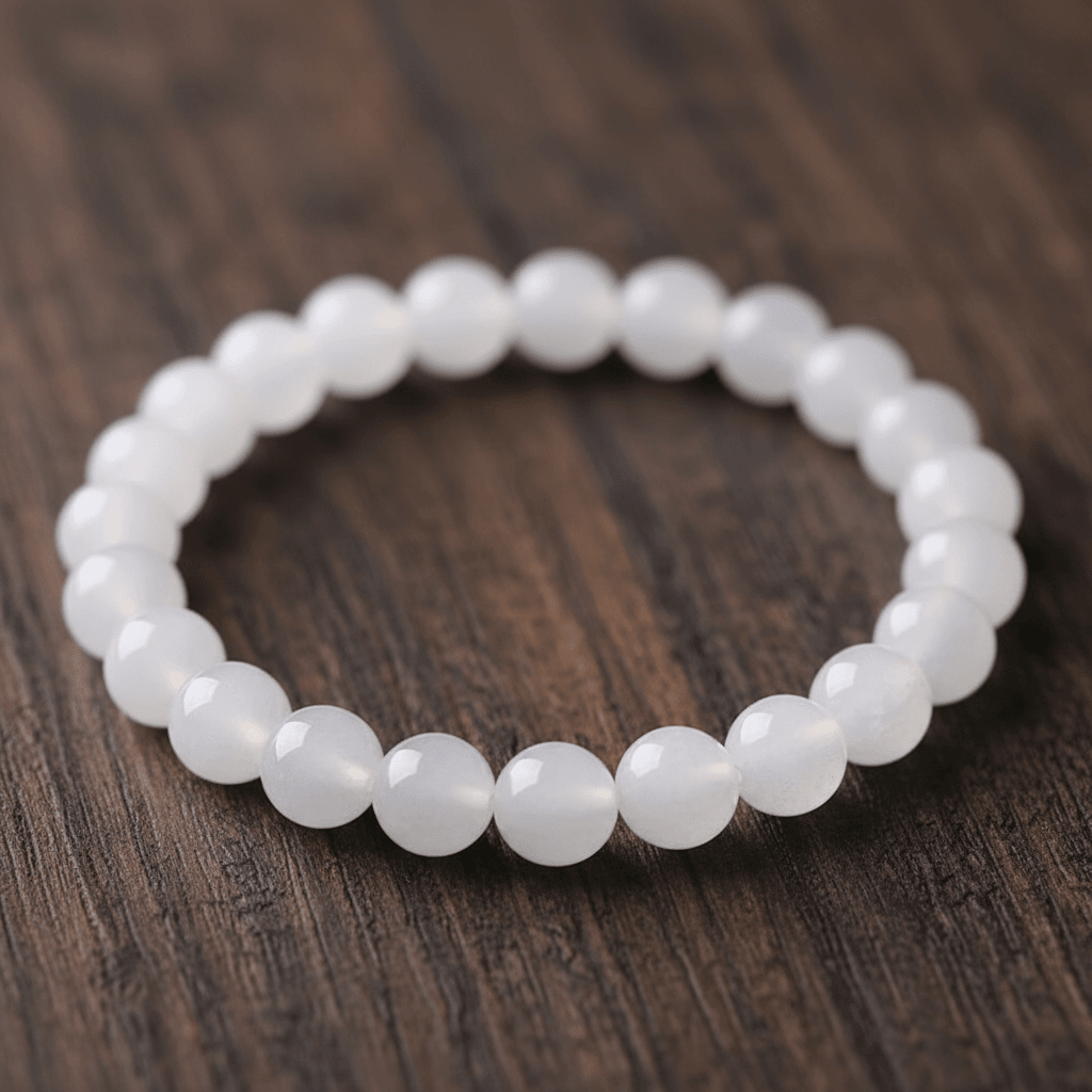 Natural 8mm White Jade Crystal Stone Bracelet - DP Online