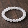 Natural 8mm White Jade Crystal Stone Bracelet - DP Online