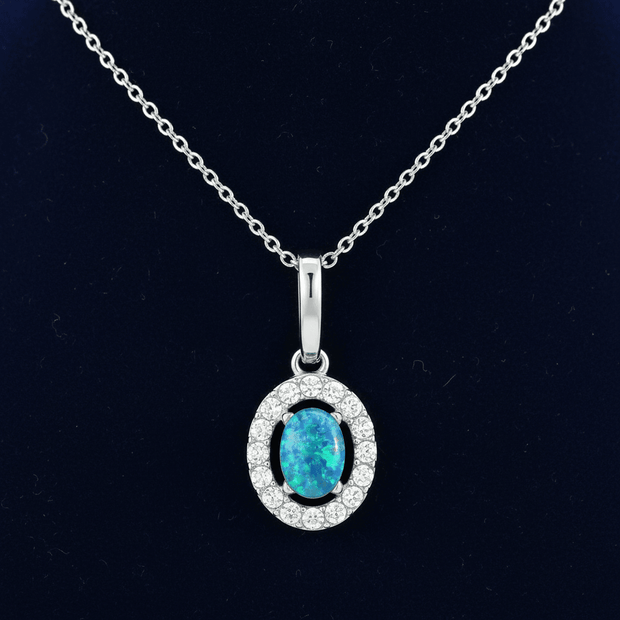 Natural Australian Triplet Opal 8 x 6mm Pendant in Stainless Steel - DP Online