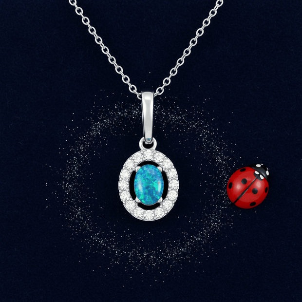 Natural Australian Triplet Opal 8 x 6mm Pendant in Stainless Steel - DP Online