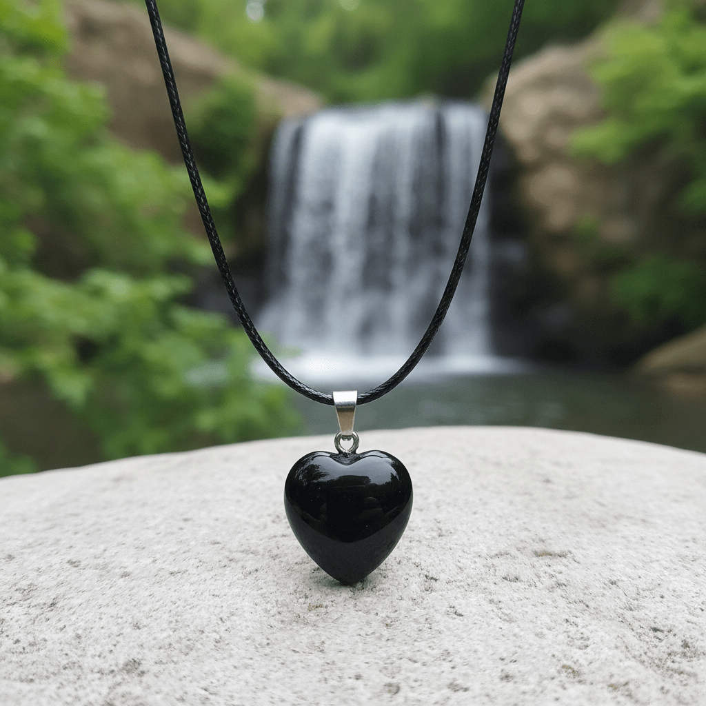 Natural Black Obsidian Crystal Stone Pendant Necklace - DP Online