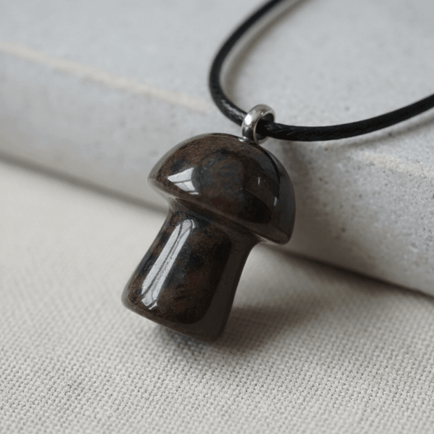 Natural Bloodstone Stone Mushroom Pendant Necklace - DP Online