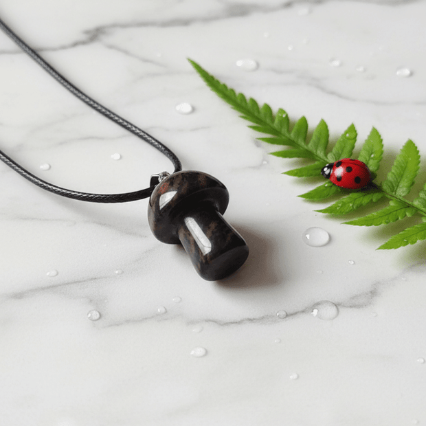 Natural Bloodstone Stone Mushroom Pendant Necklace - DP Online