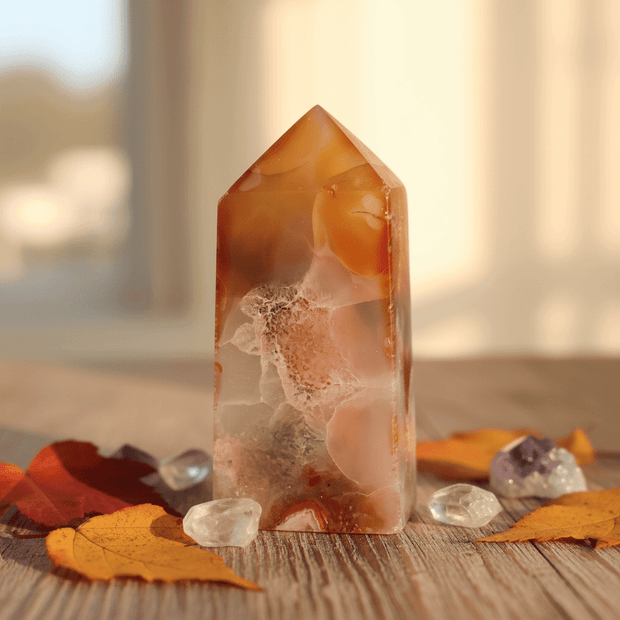 Natural Carnelian Druzy Crystal Stone Tower - DP Online