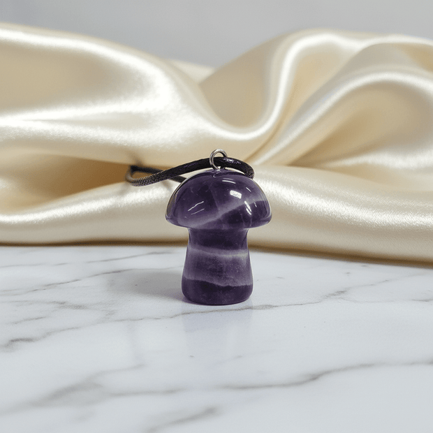 Natural Chevron Amethyst Stone Mushroom Pendant Necklace - DP Online