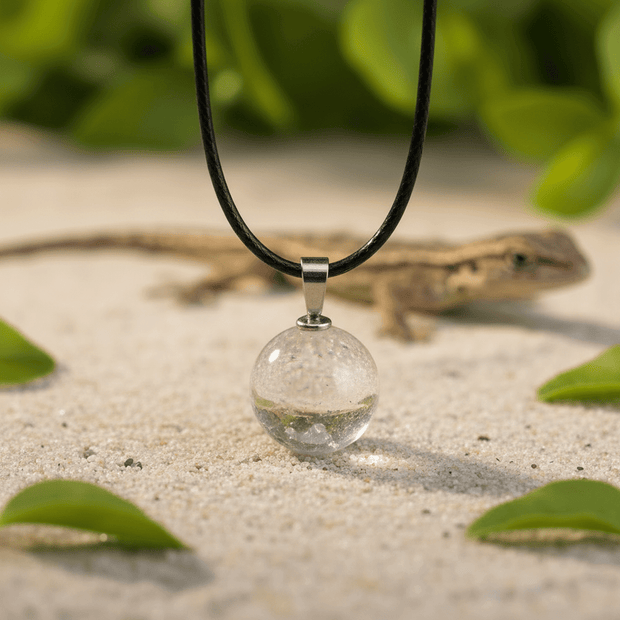 Natural Clear Quartz Stone Orb Pendant Necklace - DP Online