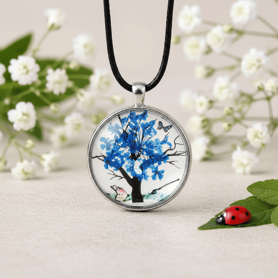 Natural Crystal Resin Tree of Life Pendant Necklace - DP Online