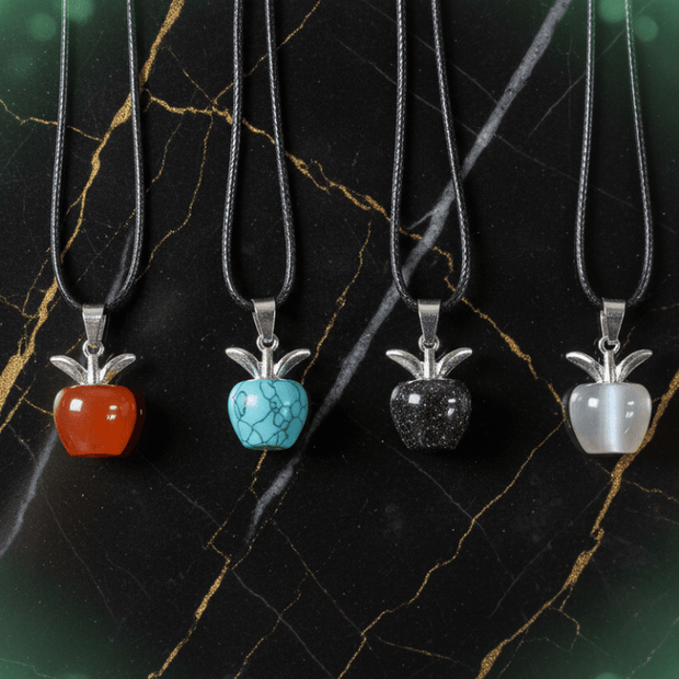 Natural Crystal Stone Apple Pendant Necklaces - DP Online