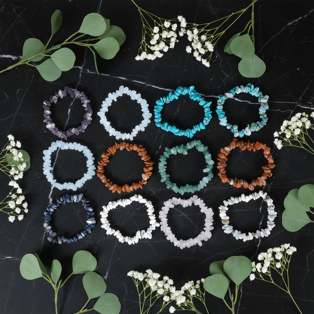 Natural Crystal Stone Chip Stretch Bracelet - DP Online