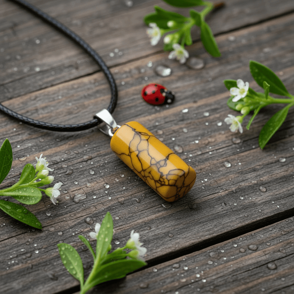 Natural Crystal Stone Cylinder Pendant Necklace | Howlite Collection - DP Online