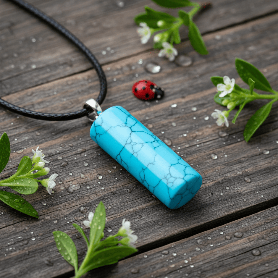 Natural Crystal Stone Cylinder Pendant Necklace | Howlite Collection - DP Online