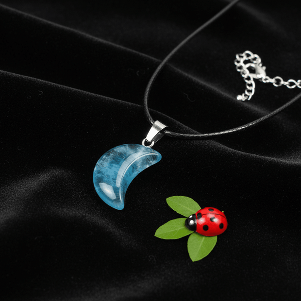 Natural Crystal Stone Moon Pendant Necklaces - DP Online