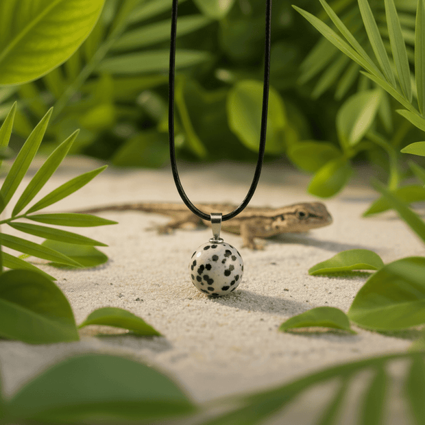 Natural Dalmatian Jasper Stone Orb Pendant Necklace - DP Online