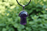 Natural Dark Amethyst Stone Mushroom Pendant Necklace - DP Online