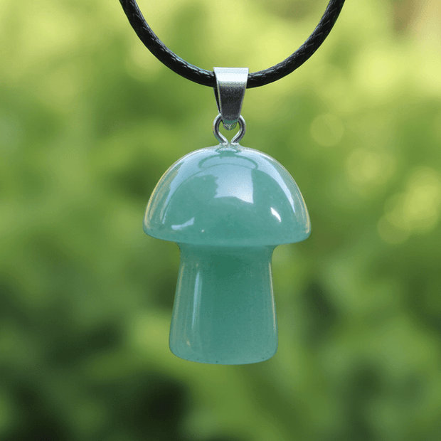 Natural Green Aventurine Stone Mushroom Pendant Necklace - DP Online