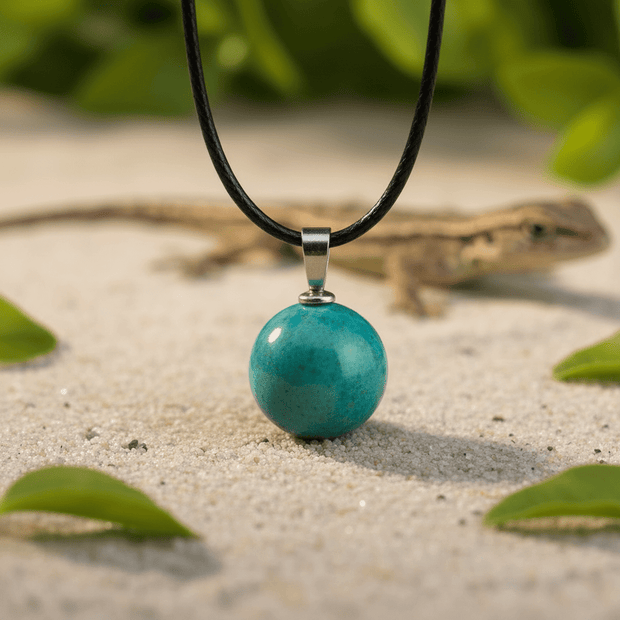 Natural Kiwi Jasper Stone Orb Pendant Necklace - DP Online